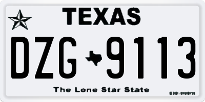 TX license plate DZG9113