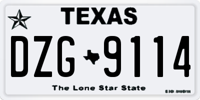 TX license plate DZG9114