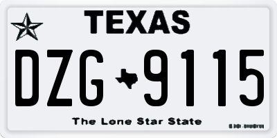 TX license plate DZG9115