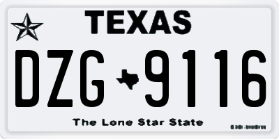 TX license plate DZG9116