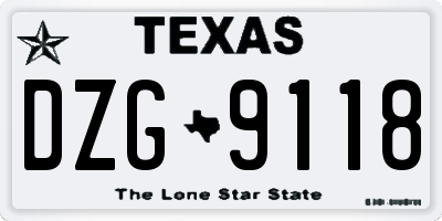 TX license plate DZG9118