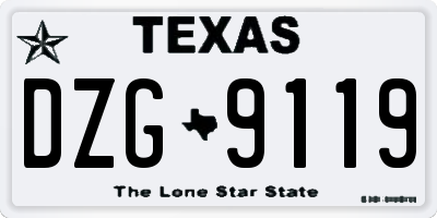 TX license plate DZG9119