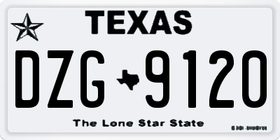 TX license plate DZG9120