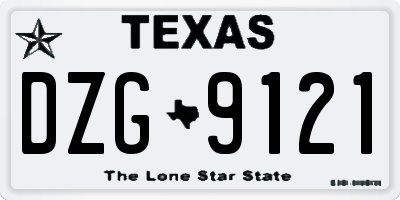 TX license plate DZG9121
