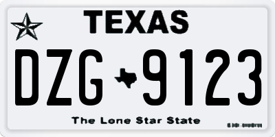 TX license plate DZG9123