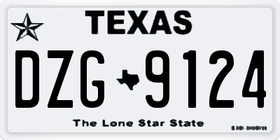 TX license plate DZG9124