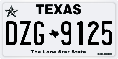 TX license plate DZG9125