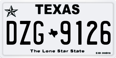 TX license plate DZG9126