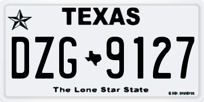 TX license plate DZG9127
