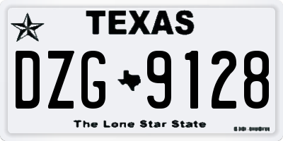 TX license plate DZG9128