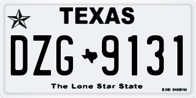 TX license plate DZG9131