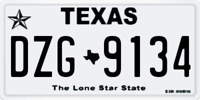 TX license plate DZG9134