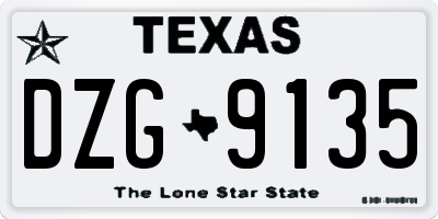 TX license plate DZG9135