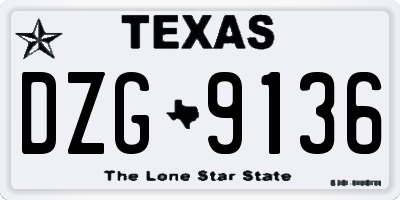 TX license plate DZG9136