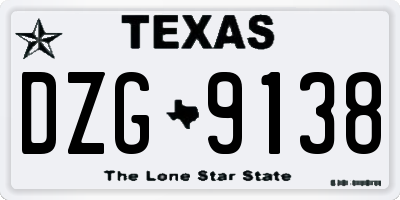 TX license plate DZG9138