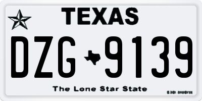 TX license plate DZG9139