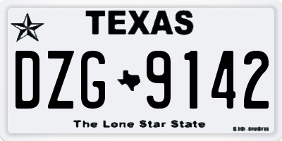 TX license plate DZG9142