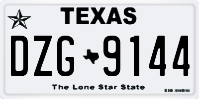 TX license plate DZG9144