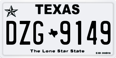 TX license plate DZG9149
