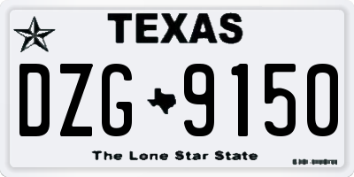 TX license plate DZG9150