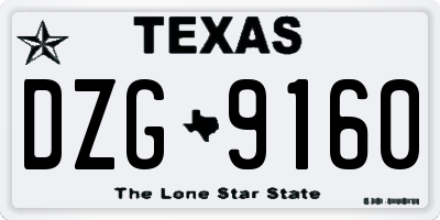 TX license plate DZG9160