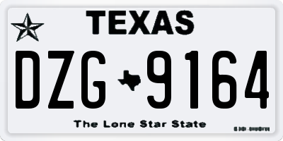 TX license plate DZG9164