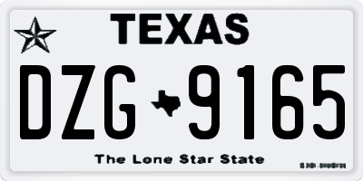 TX license plate DZG9165