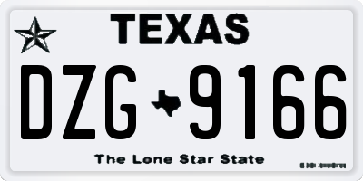 TX license plate DZG9166