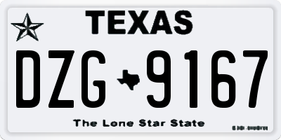 TX license plate DZG9167