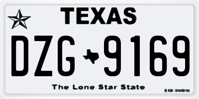 TX license plate DZG9169