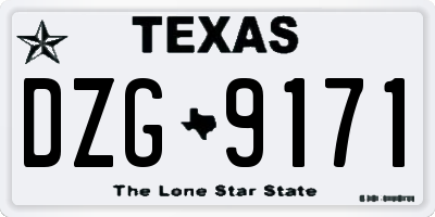 TX license plate DZG9171