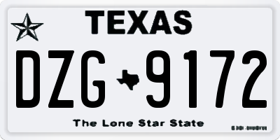 TX license plate DZG9172