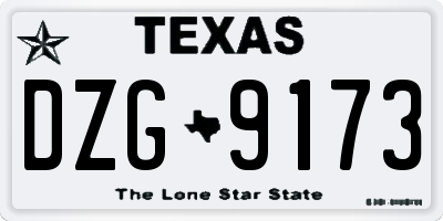 TX license plate DZG9173