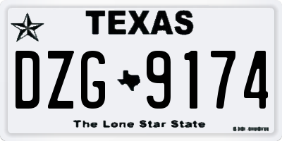 TX license plate DZG9174