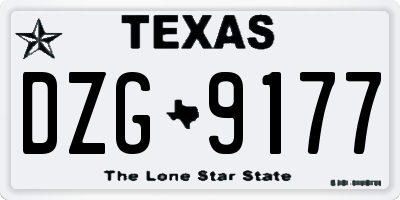 TX license plate DZG9177