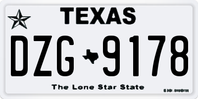 TX license plate DZG9178