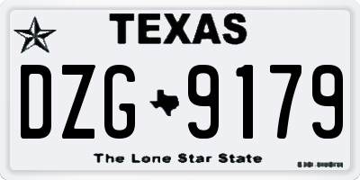 TX license plate DZG9179