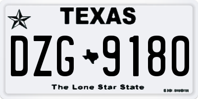TX license plate DZG9180