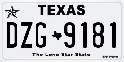 TX license plate DZG9181