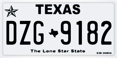 TX license plate DZG9182