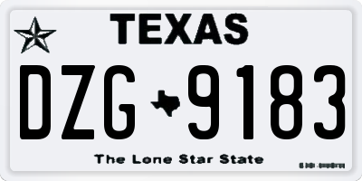 TX license plate DZG9183