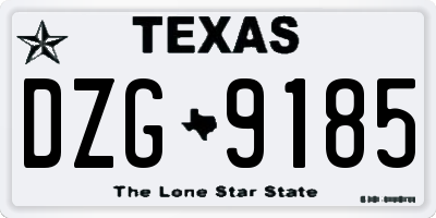 TX license plate DZG9185