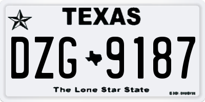 TX license plate DZG9187