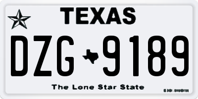 TX license plate DZG9189