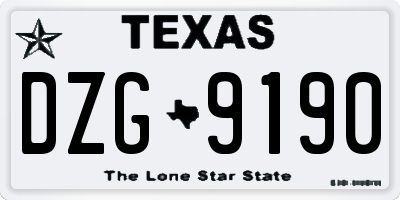 TX license plate DZG9190