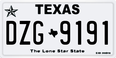 TX license plate DZG9191