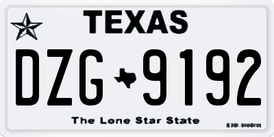 TX license plate DZG9192