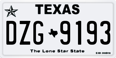 TX license plate DZG9193