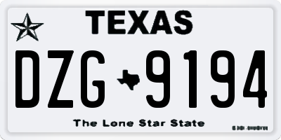 TX license plate DZG9194