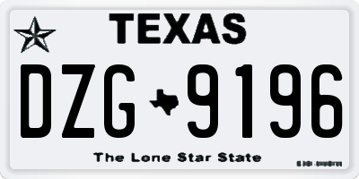 TX license plate DZG9196